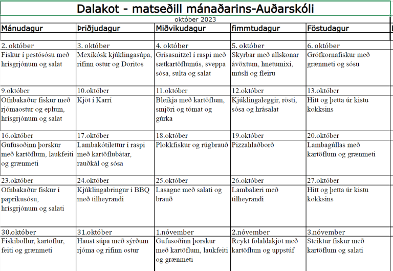 Mötuneyti | Auðarskóli